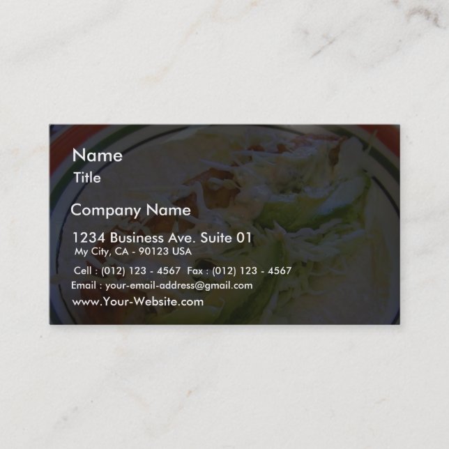 Carte De Visite Tortillas de chou de nourriture de tacos de (Devant)