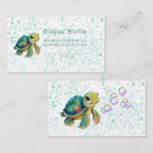 Carte De Visite Tortue adorable et bulles Raffin de couches