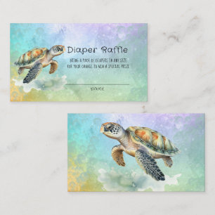 Carte De Visite Tortue de mer Aquarelle bulles Raffin de couche