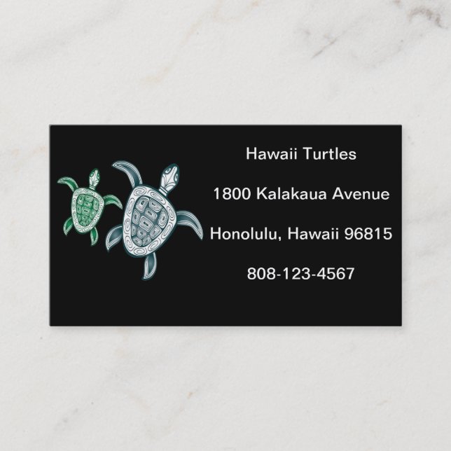 Carte De Visite Tortue de mer verte d'Hawaï (Devant)