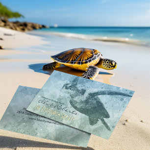 Carte De Visite Tortue de mer verte géométrique   Guides écologiqu
