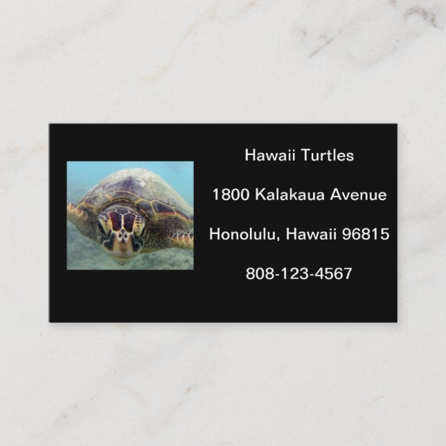 Carte De Visite Tortue d'Hawaï (Devant)