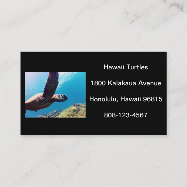 Carte De Visite Tortue d'Hawaï (Devant)