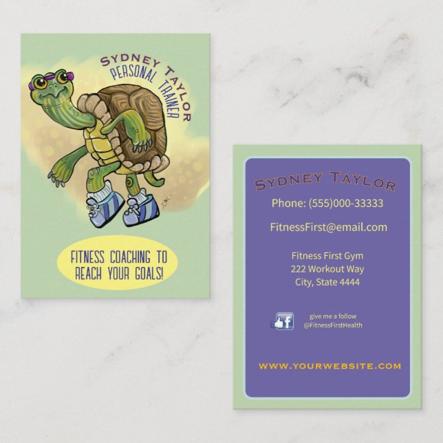 Carte De Visite Tortue peinte en course (Devant / Derrière)