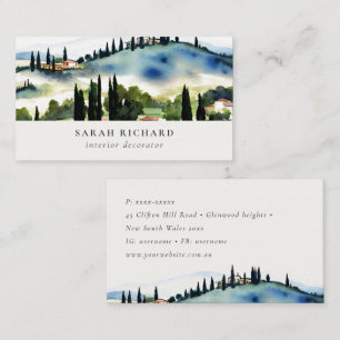 Carte De Visite Toscane élégante Italie paysage aquarelle 