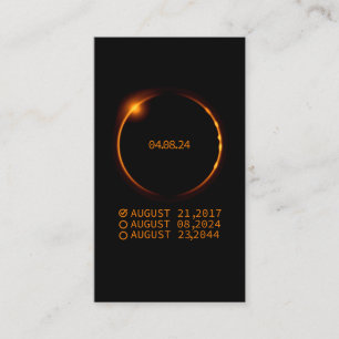 Carte De Visite Total Solaire Eclipse 8 avril 2024 Liste de vérif