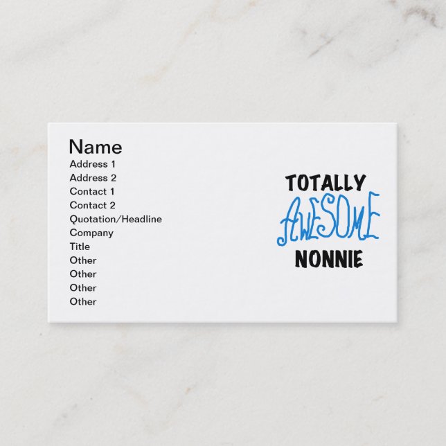 Carte De Visite Totalement génial Nonnie Blue Text Tshirts et cade (Devant)