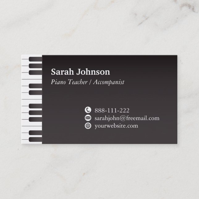 Carte De Visite Touches Clavier Classique Clavier Musique Professe (Devant)