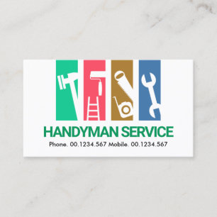 Carte De Visite Touches colorées Handyman Outils Entrepreneur gé