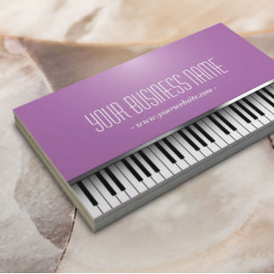 Carte De Visite Touches de piano de musique élégante violet