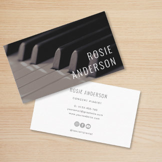 Carte De Visite Touches de piano Simple Minimaliste Professionnel