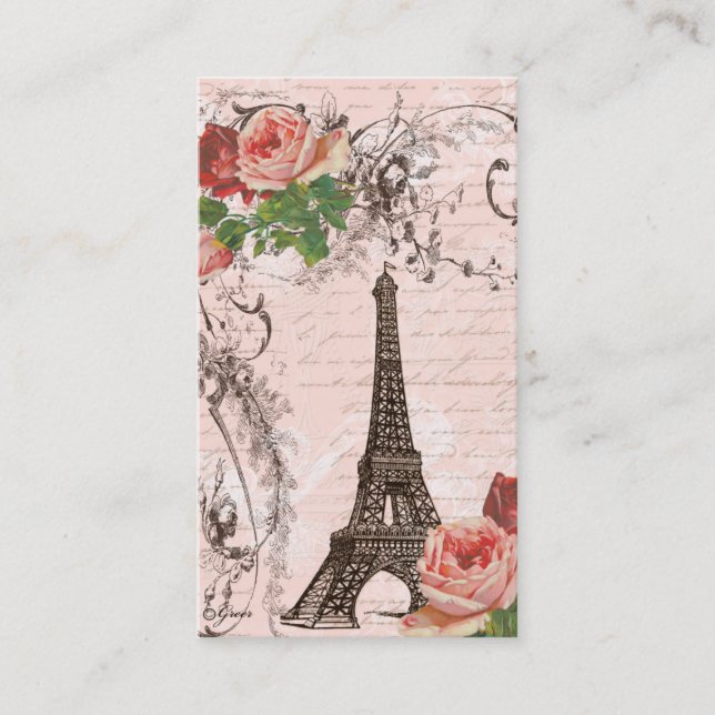 Carte De Visite Tour Eiffel Rose rouge (Devant)