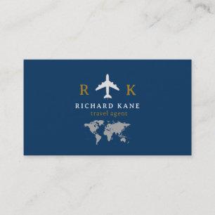 Carte De Visite Tour Tourisme Agent de voyage bleu