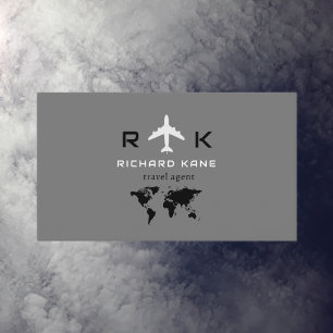 Carte De Visite Tour Tourisme Agent de Voyage gris