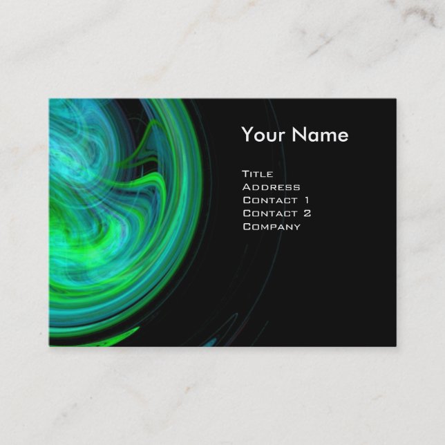 Carte De Visite TOURBILLON LÉGER MONOGRAMME Noir bleu vert vibrant (Devant)
