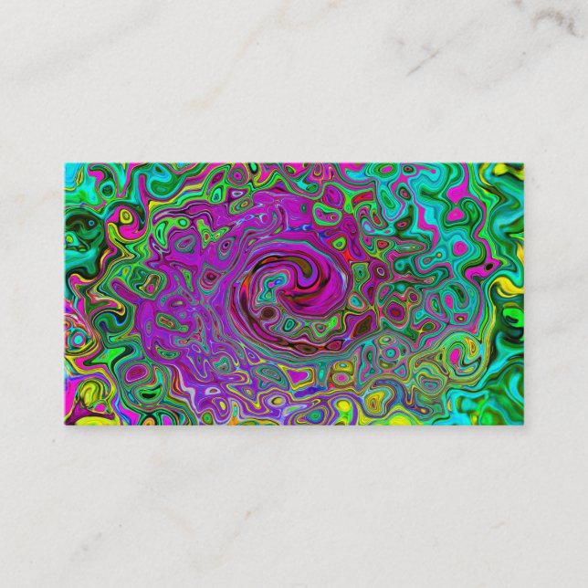 Carte De Visite Tourbillon Liquide Abstrait Violet Groovy Rétro (Devant)