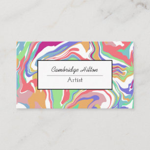 Carte De Visite Tourbillons colorés Art fluide abstrait 