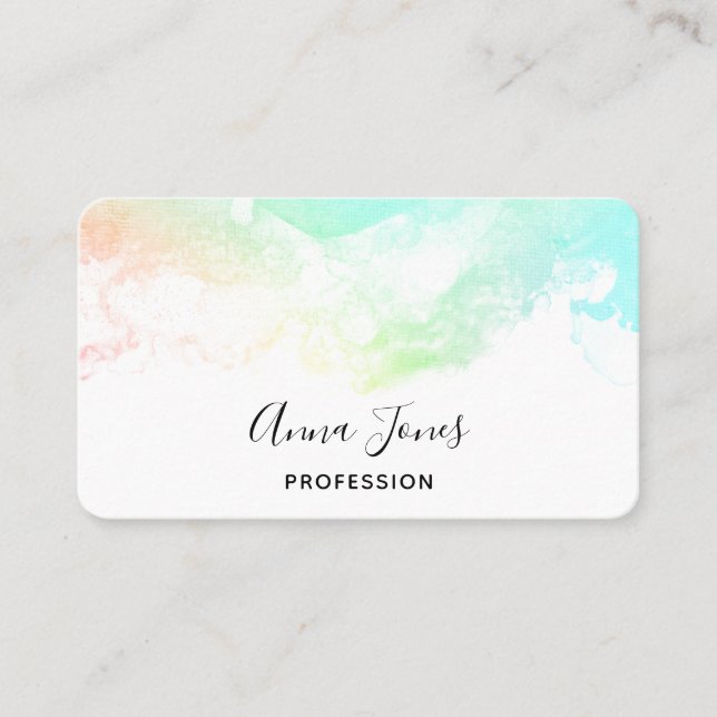 Carte De Visite Tourbillons d'aquarelle verts et bleus abstraits m (Devant)