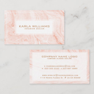 Carte De Visite Tourbillons de marbre rose-or abstrait