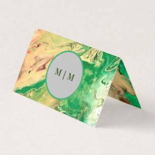 Carte De Visite Tourbillons de marbre vert et or