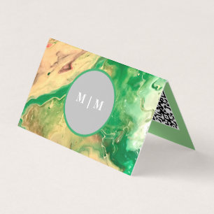 Carte De Visite Tourbillons de marbre vert et or