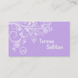 Carte De Visite Tourbillons et oiseaux floraux modernes violet