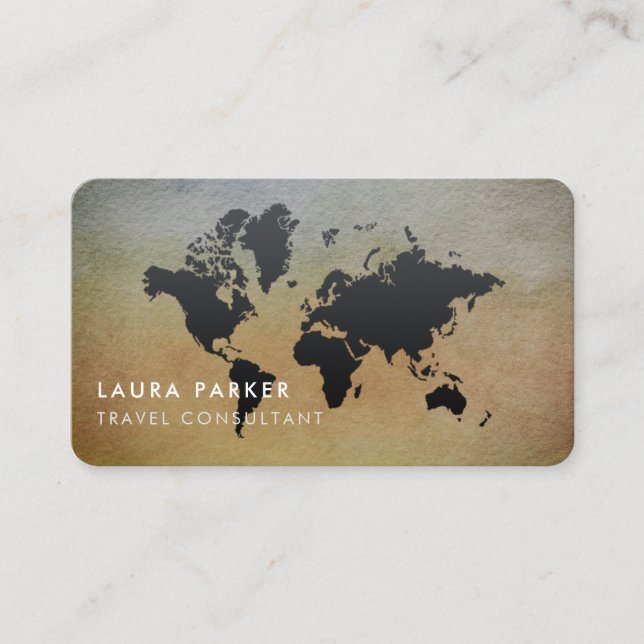 Carte De Visite Tourisme de noir d'aquarelle d'agent de voyage de (Devant)