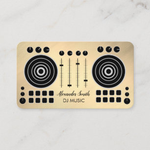 Carte De Visite Tourne-disque de musique Black and Gold DJ Player