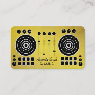 Carte De Visite Tourne-disque musical Lecteur DJ Black et Gold