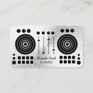 Carte De Visite Tourne-disque musical Silver Black DJ Player Sound