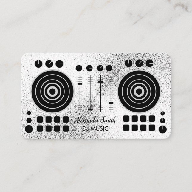 Carte De Visite Tourne-disque musical Silver Black DJ Player Sound (Devant)