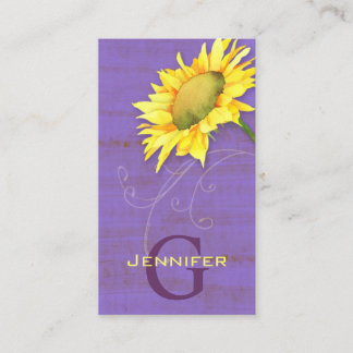 Carte De Visite Tournesol à look Vintage violet rustique
