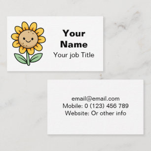 Carte De Visite Tournesol Jaune Kawaii Heureux
