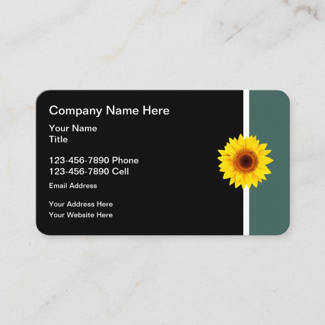 Carte De Visite Tournesol Moderne Design Simple (Devant)