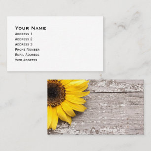 Carte De Visite Tournesol sur un Tableau en bois