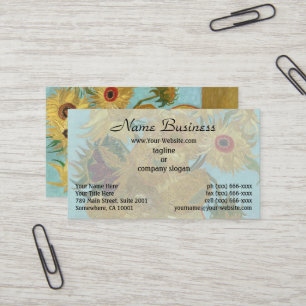 Carte De Visite Tournesols de Van Gogh - Impressionnisme bleu et j