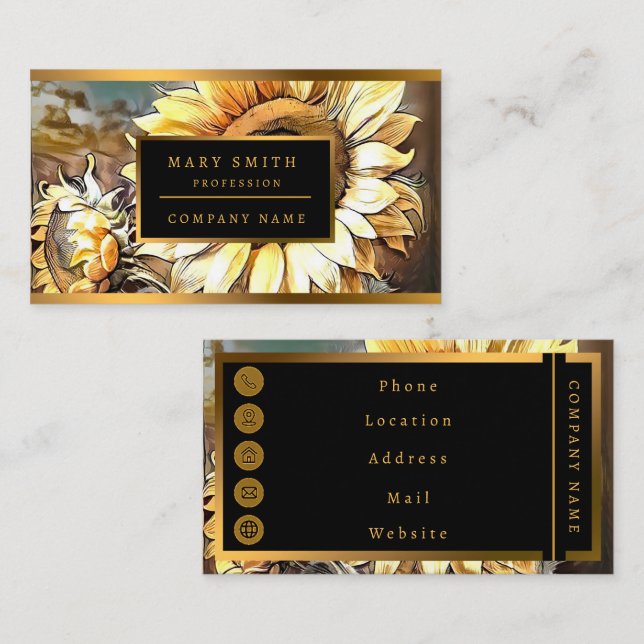 Carte De Visite Tournesols Sur Fenêtre Collection D'Art Moderne (Devant / Derrière)