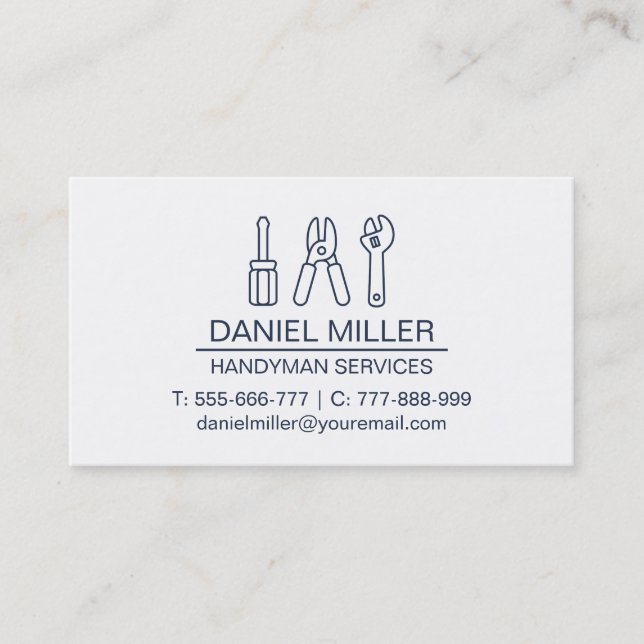 Carte De Visite Tournevis Cutter Cutter Spanner Outline Handyman (Devant)