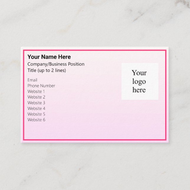Carte De Visite Tous les Pink Logo Biz en ligne (Devant)