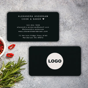Carte De Visite Tout en noir Logo Chef Traiteur Minimal