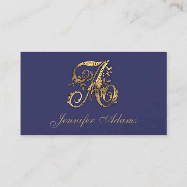 Carte De Visite TOUTES LES INITIALES Or Couleur Fantaisie Monogram (Devant)