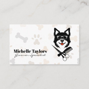Carte De Visite Toutou avec Lunettes Outils de Toilettage
