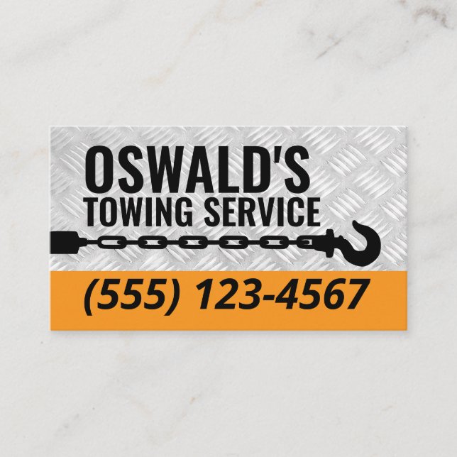 Carte De Visite Tow Truck Service Professionnel Tow Hook (Devant)