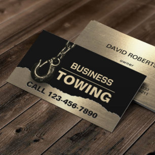 Carte De Visite Towing Company Professional Black & Gold Tow Hook