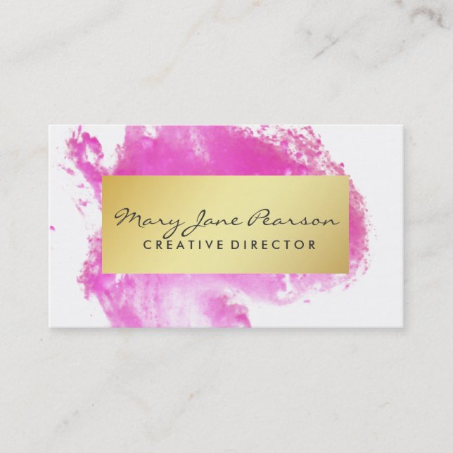 Carte De Visite Traçages roses Luxe d'aquarelle d'or élégant (Devant)
