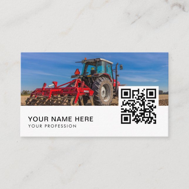 Carte De Visite Tracteur agricole QR Code (Devant)