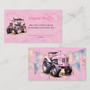 Carte De Visite Tracteur d'aquarelle rose Fille Diaper Raffle