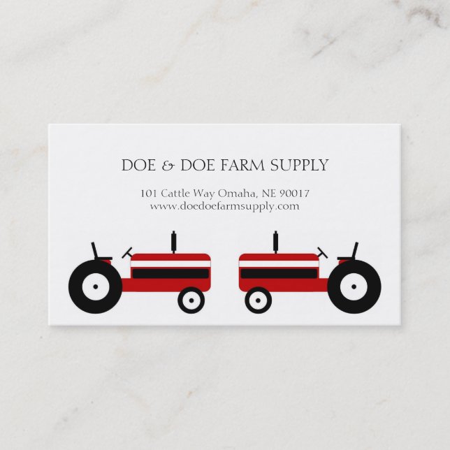 Carte De Visite Tracteur de rouge d'agriculture (Devant)