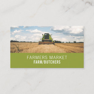 Carte De Visite Tracteur en champ, fermier et boucher