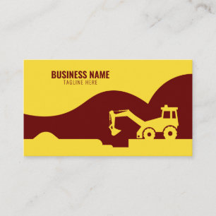Carte De Visite Tracteur moderne Jaune et Maroon Bâtiment Silhouet